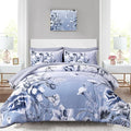 Luxudecor Floral Comforter Set Queen Size 7 Piece, Elegant Gradient Floral by Luxudecor