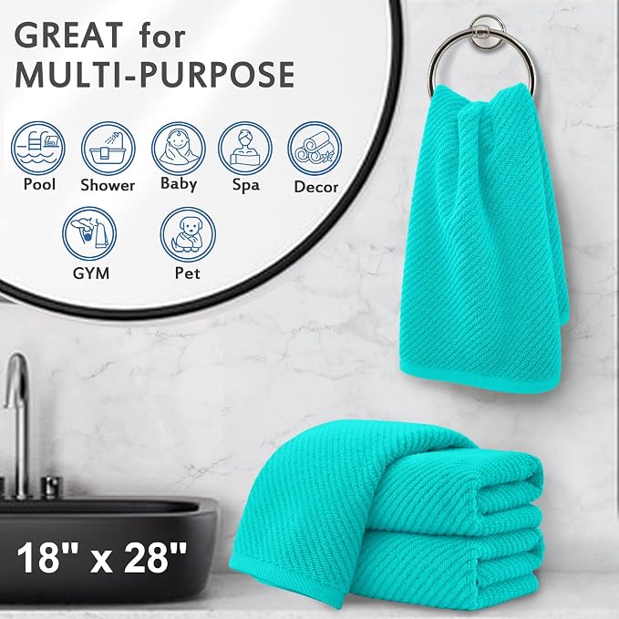 VOOVA & MOVAS Bathroom Hand Towels Set of 4, Large 18"x28" - Image 4