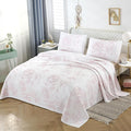 ROOMLIFE Quilt Set Full Size 3D Floral Embroidery Pattern 3-Piece Cotton by ROOMLIFE