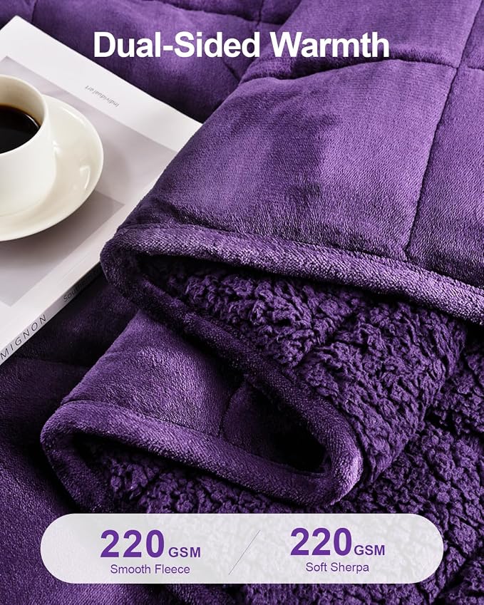 Super Fuzzy Soft Sherpa Fleece Weighted Blankets, 15 lbs Dual Sided Fluffy - Image 3