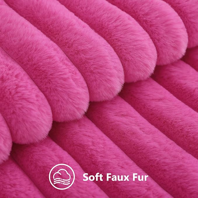 decorUhome Summer Cozy Faux Fur Throw Pillow Covers 22x22 Set of 2 Decorative - Image 2