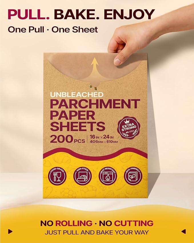 Katbite Parchment Paper Sheets Heavy Duty, 16x24 Inches 200 PCS Precut Baking - Image 3
