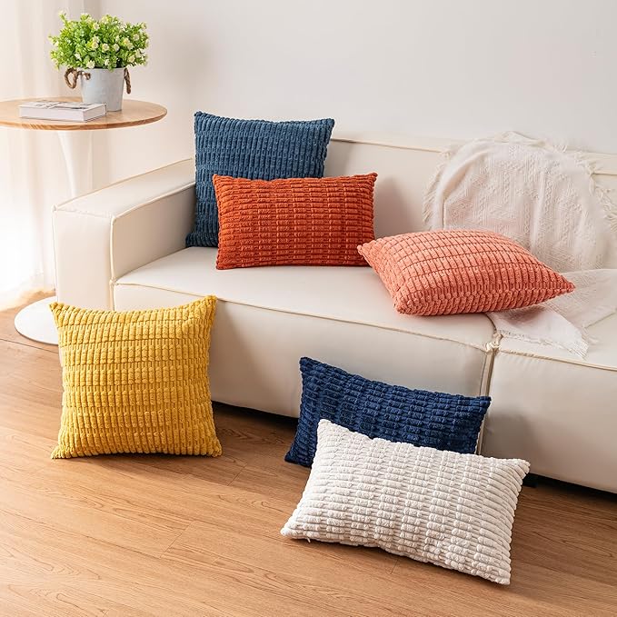 Aegero Pack of 2 Corduroy Decorative Throw Pillow Covers 12x24 Inch Soft - Image 6