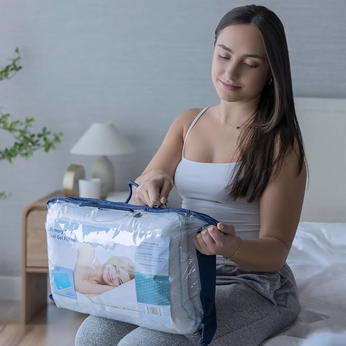 Cool Gel Cooling Pillow for Sleeping, Standard Size Cooling Memory Foam Pillow - Image 8