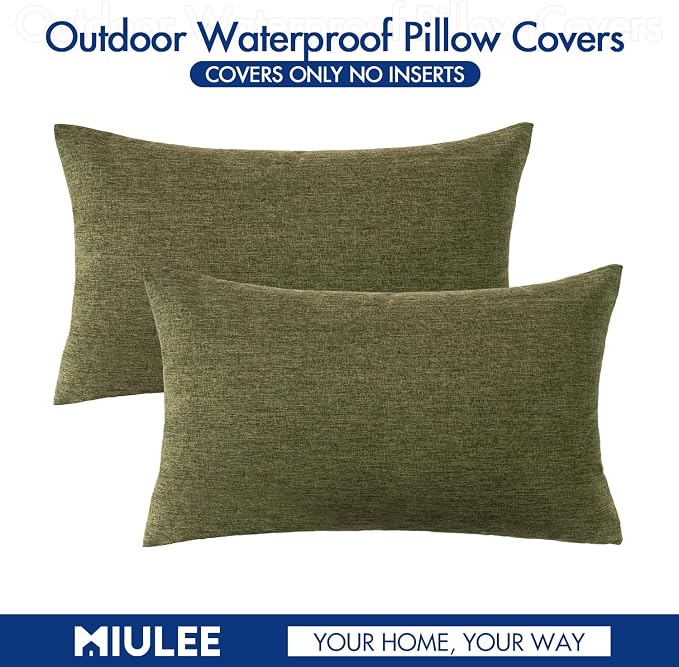 MIULEE Pack of 2 Decorative Outdoor Solid Waterproof Throw Pillow Covers Spring - Image 6