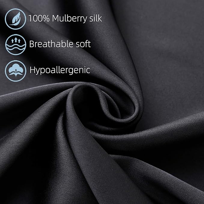 100% Silk Pillow Cases 2 Pack, Mulberry Silk Pillowcase - Image 2