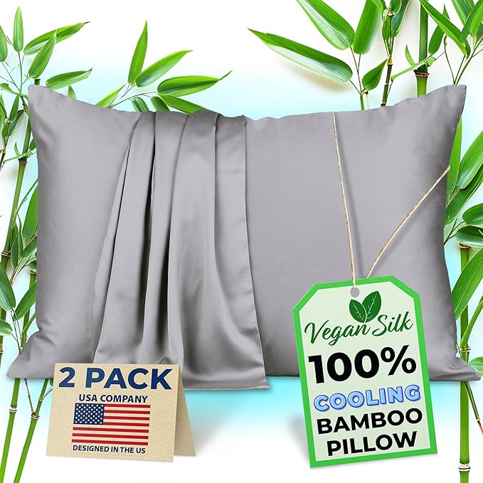 Pillow Cases - 100% Viscose Derived from Bamboo - Cooling Pillowcase - Queen by VeganSilk