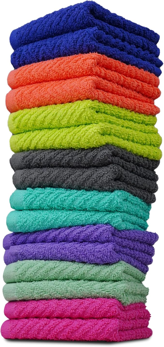 ZUPERIA Zigzag Multicolor Wash Cloths -16 Pack -12" x 12"- Highly Absorbent by Zuperia