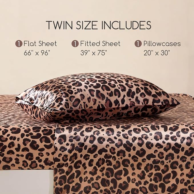 MR&HM Satin Bed Sheets, Twin Size Sheets Set - Image 7
