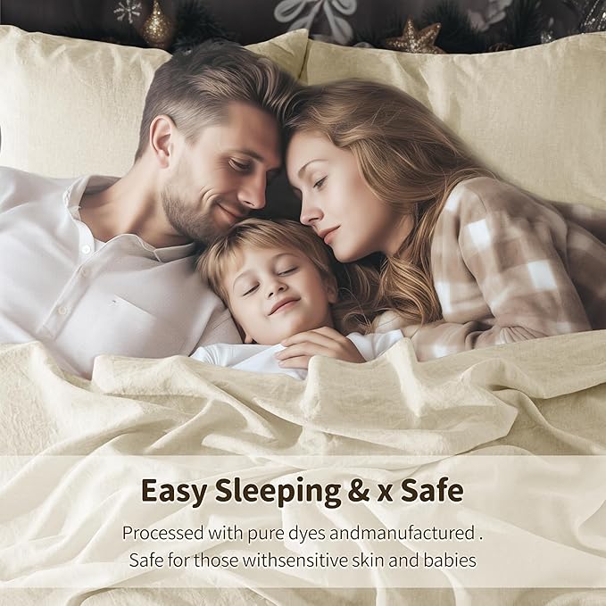 LBRO2M 100% Pure Linen Sheet Set Deep Pocket Up to 16" Bed Sheets Sets - Image 5
