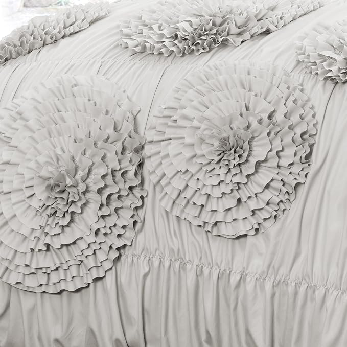 Lush Decor Serena Comforter Set, 3 Piece Set, Light Gray - Image 3