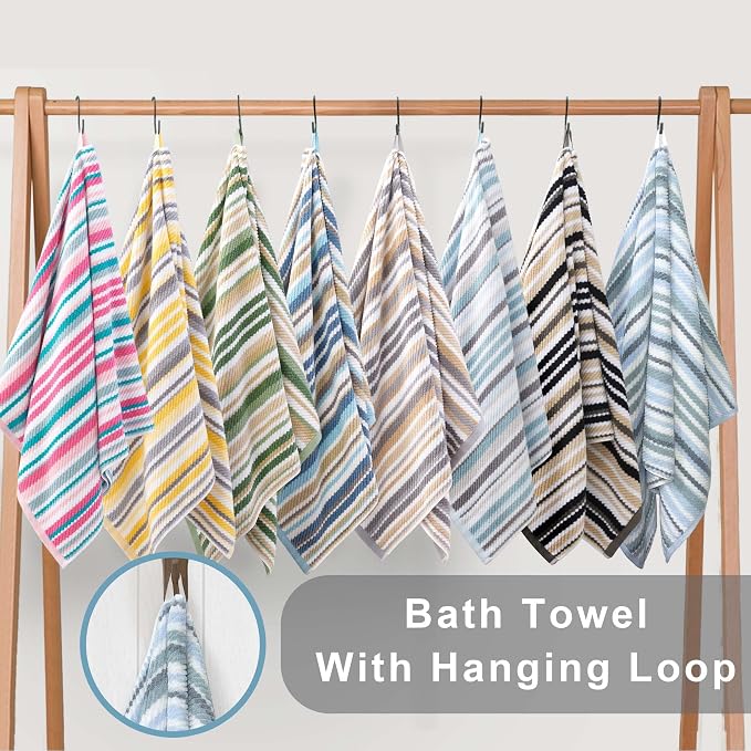 VOOVA & MOVAS 100% Cotton Ultra Soft Black Striped Washcloths - Image 5