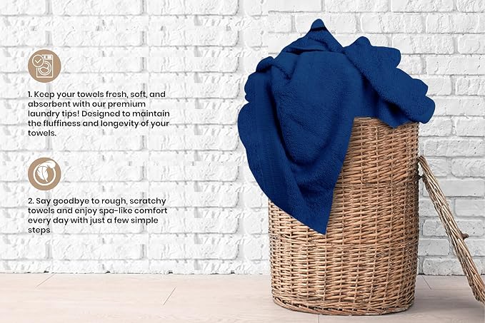 Large Bath Towels Bulk Set of 12 – 100% Cotton Terry – 24" x 50" – Quick Dry - Image 5