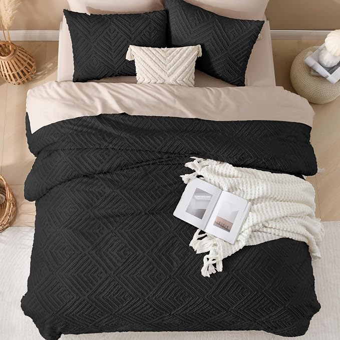 Andency Black Comforter Set Full, 3 Pieces Boho Lightweight Fluffy Bedding - Image 7
