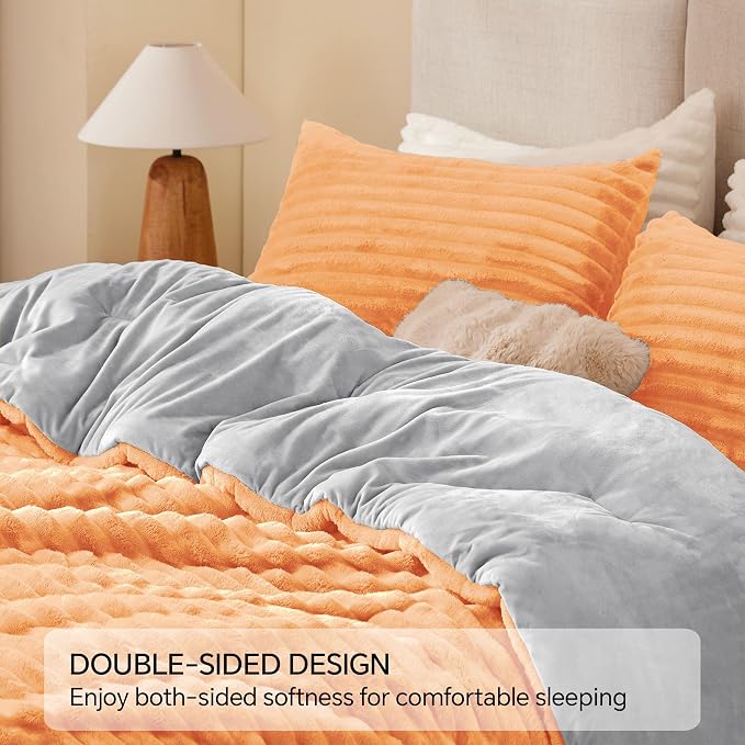 BEDELITE Fleece Queen Comforter Set -Super Soft & Warm Fluffy Coral Bedding - Image 4