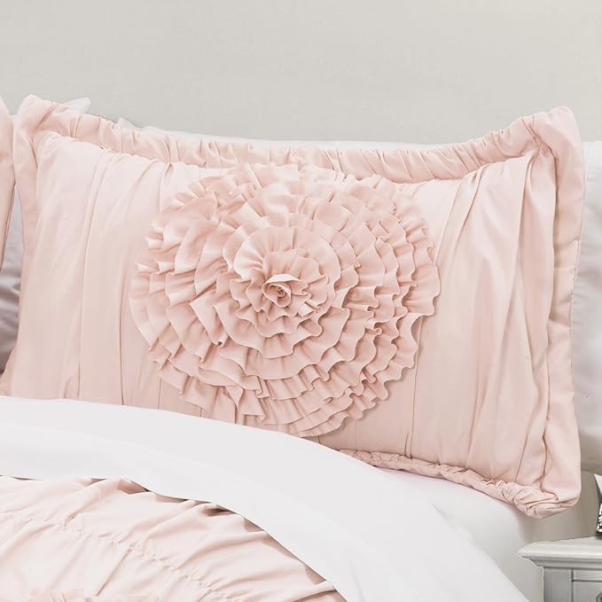 Lush Decor Serena Comforter Set, 3 Piece Set, Full/ Queen, Blush - Image 2