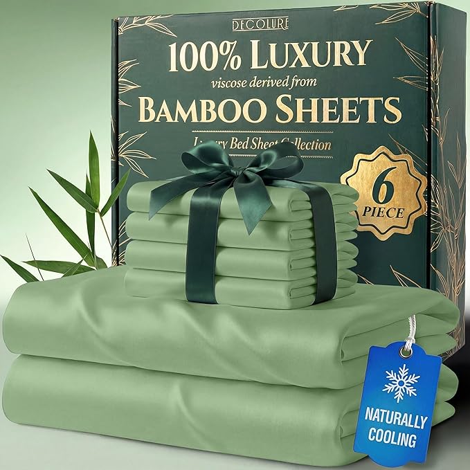 DECOLURE 100% Viscose Derived from Bamboo Sheets California King Size by DECOLURE