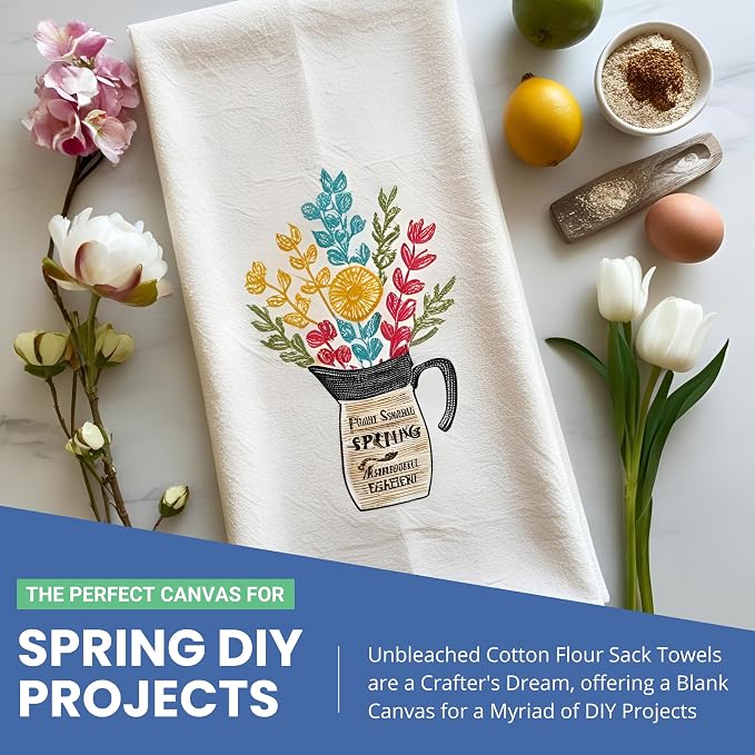 Flour Sack Towels | Tea Towel for Crafts| Kitchen Dish Cotton Blank Towel for - Image 8