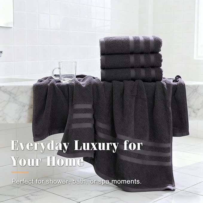 Bath Towels 4 Pack, 30 x 60 Inches, Large 100% Cotton Towels, Comfortable - Image 7