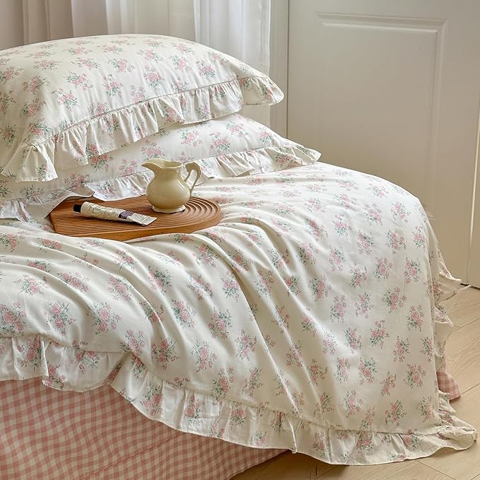 mixinni Pink Floral Duvet Cover Set King Size - Image 8