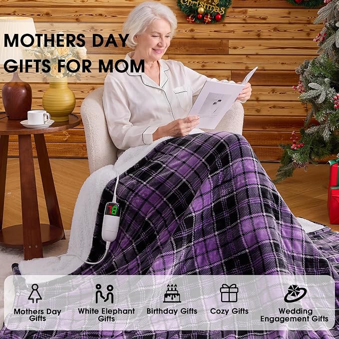 Purple Heated Blanket Electric Throw, 50X60 Heating Throw - Image 4