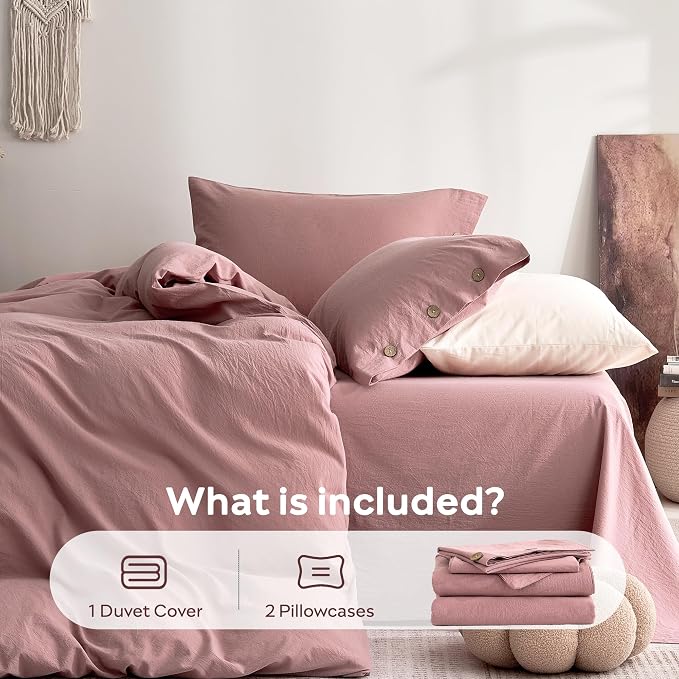 JELLYMONI 100% Washed Cotton Duvet Cover Queen – Soft, Breathable Linen-Look - Image 7