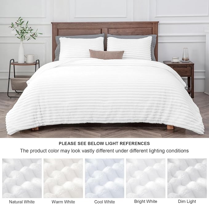 BEDELITE Fleece Twin Comforter Set -Super Soft & Warm Fluffy Bright White - Image 8