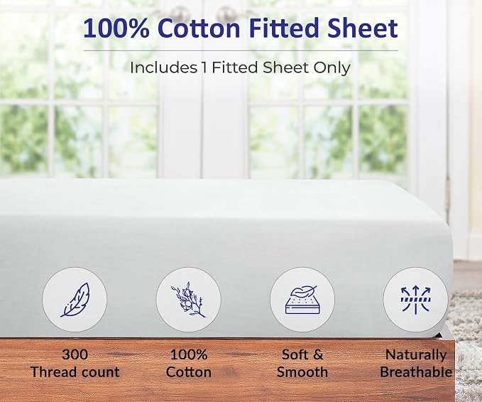 ROYALE LINENS 300 Thread Count 100% Long Staple Combed Cotton Fitted Sheet Full - Image 3