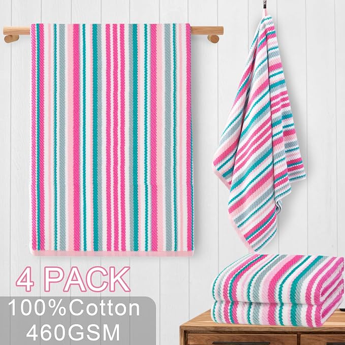 VOOVA & MOVAS Cotton Bath Towels Set of 4, Soft & Absobent & Lightweight - Image 2