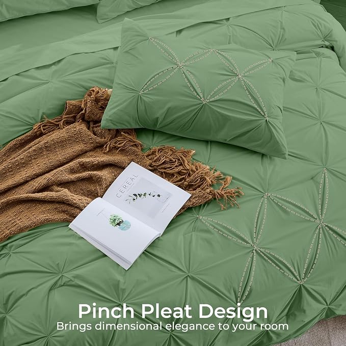 Sasttie Twin XL Comforter Set, 5-Piece Bed in a Bag, Pintuck Bedding Sets - Image 4