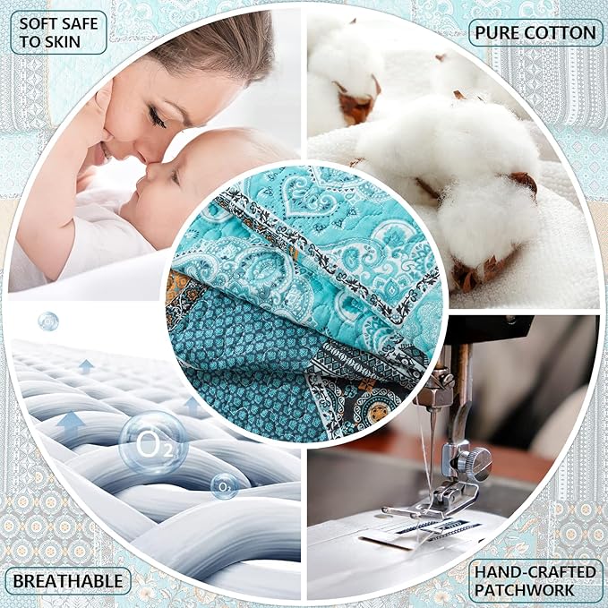 BEDIFANY 3 Pieces Cotton King Size Quilt Sets, King Bedspread Lightweight - Image 4