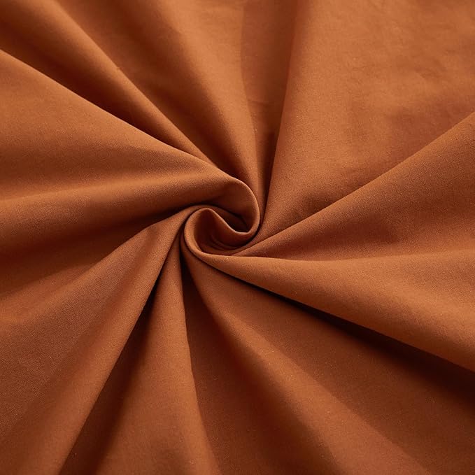Burnt Orange Duvet Cover Full Size, 100% Washed Cotton Linen Like Bedding Set - Image 6