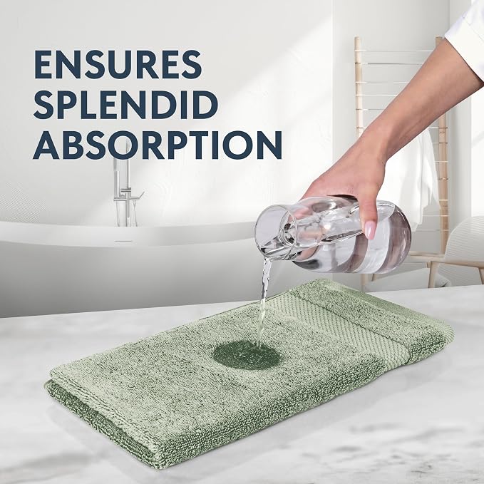 White Classic Luxury Light Green Hand Towels - Image 4