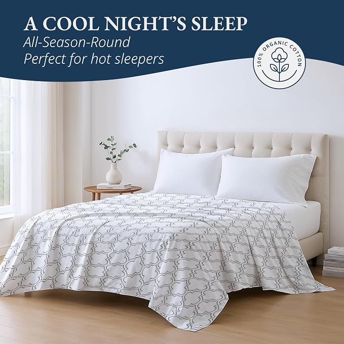Lane Linen 100% Organic Cotton Twin Size Flat Sheet Only - Image 4