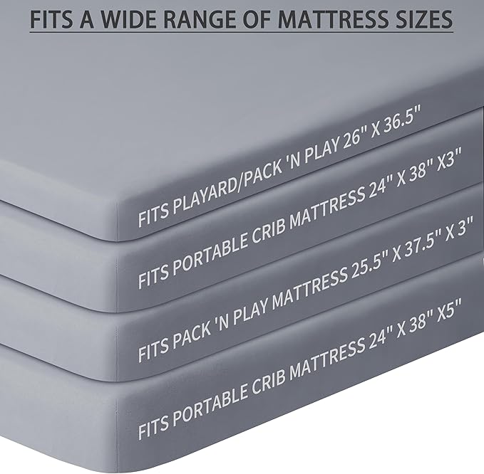 Pack and Play Sheets Fitted, 2 Pack Pack n Play Sheets - Image 3
