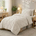 Sasttie Twin Comforter Set, 5-Piece Bed in a Bag, Pintuck Bedding Sets by SASTTIE