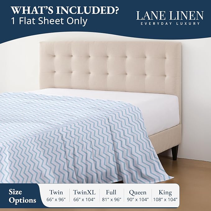 Lane Linen 100% Organic Cotton Full Size Flat Sheet Only - Image 2