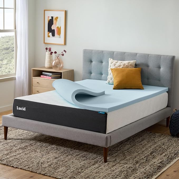 Lucid 2 Inch Memory Foam Mattress Topper, Full Size – Cooling Gel Bed Topper – - Image 8