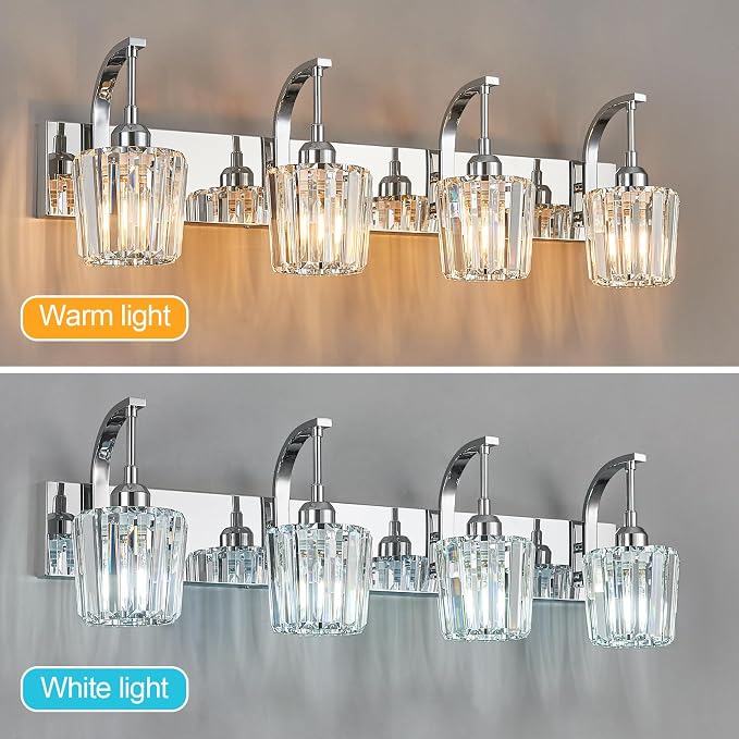 Modern Bathroom Vanity Light, 4-Light Chrome Wall Sconce - Image 5