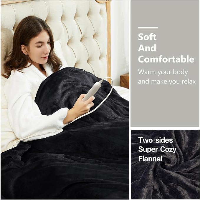 Tefici Electric Blanket King Size, Dual Control Super Cozy Soft 2-Layer Flannel - Image 6