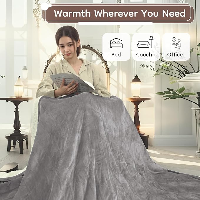 LaffyLo Electric Heated Blanket Full Size 72 x 84, Fast Heating Blanket - Image 3