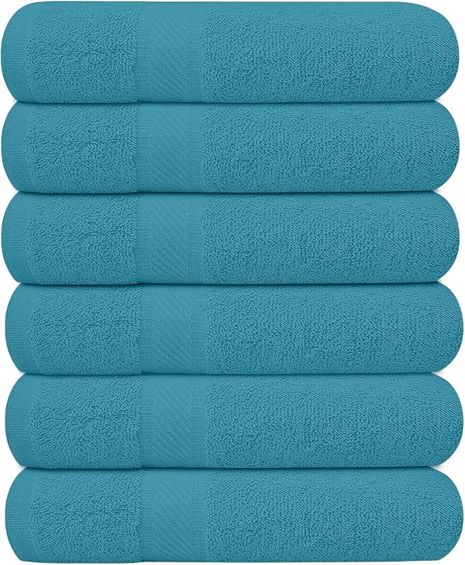 KAHAF COLLECTION 6 Pack Bath Towels Set 100% Ring Spun Cotton, Lightweight by KAHAF+COLLECTION