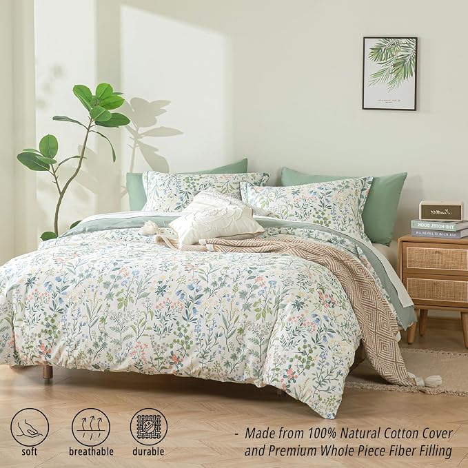 LEMIROE Floral Cotton Comforter Queen Size - Image 2
