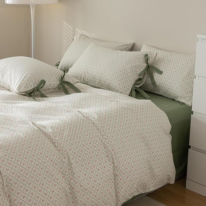 mixinni Red Floral Duvet Cover Set Full Size - Image 8
