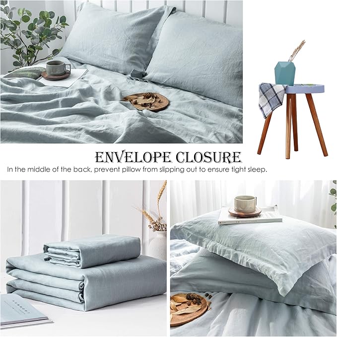 Simple&Opulence 100% Linen Duvet Cover Set 3pcs Basic Style Natural French - Image 4