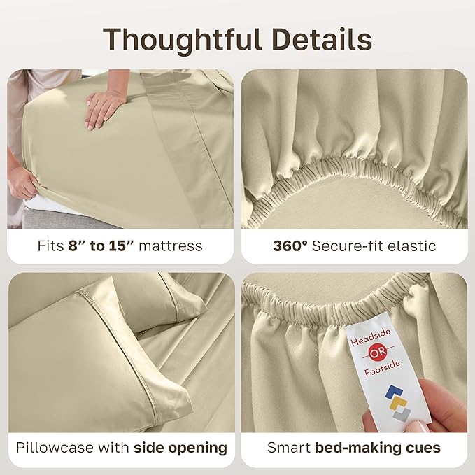 California Design Den Soft 100% Cotton Bed Sheets Twin XL Set, 400 Thread Count - Image 6