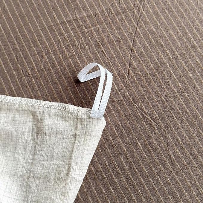 PinkMemory Beige Gingham Duvet Cover Bedding Queen 100% Washed Cotton Vintage - Image 7