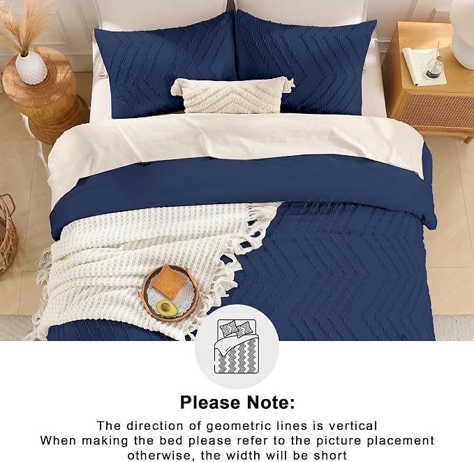 Andency Navy Blue California King Comforter Set, Boho Cal King Soft Warm Tufted - Image 5
