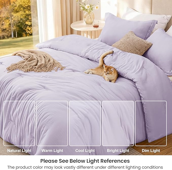 Love's cabin Lavender Full Comforter Set, 3-Piece Prewashed Bed Set - Image 6