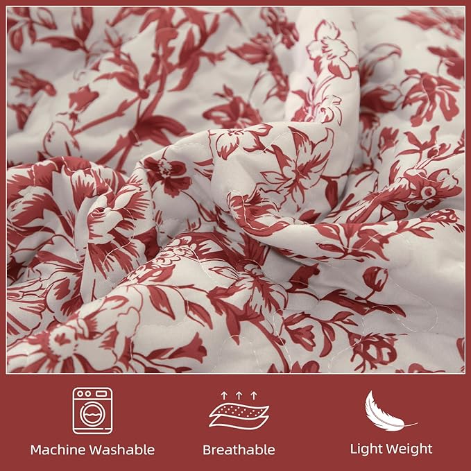 WONGS BEDDING Quilt Queen Size, Christmas Red Quilt Bedding Set - Image 6